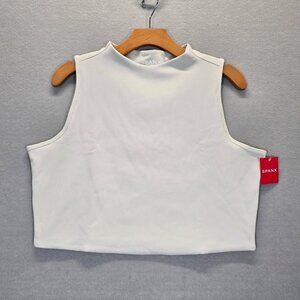 SPANX Contour Rib Mock Neck Crop Top Light Cloudy Gray Womens Size  2X